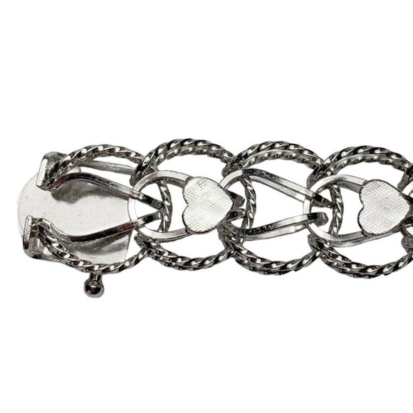 VINTAGE 1950's Sterling CFC Silver Chain Link Heart Bracelet - Picture 4 of 6